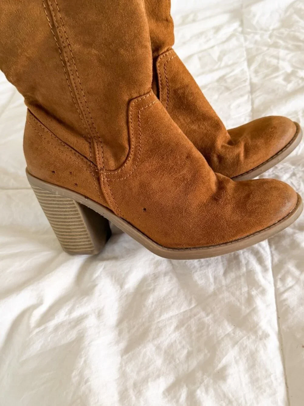 Universal Thread Brown Tan Over The Knee High Boots Block Heel Suede Womens 8